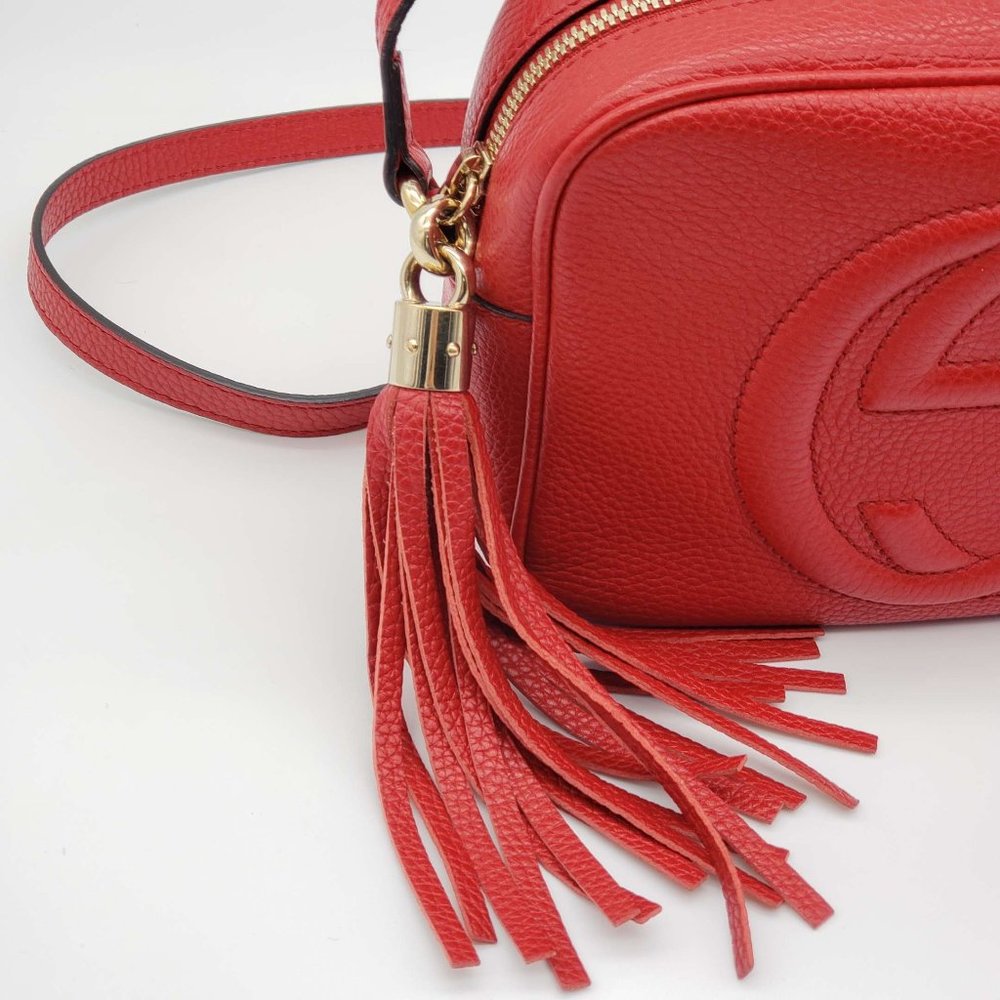 100% Authentic Gucci GG Soho Disco Camera Red Crossbody Bag - Picture 3 of 14